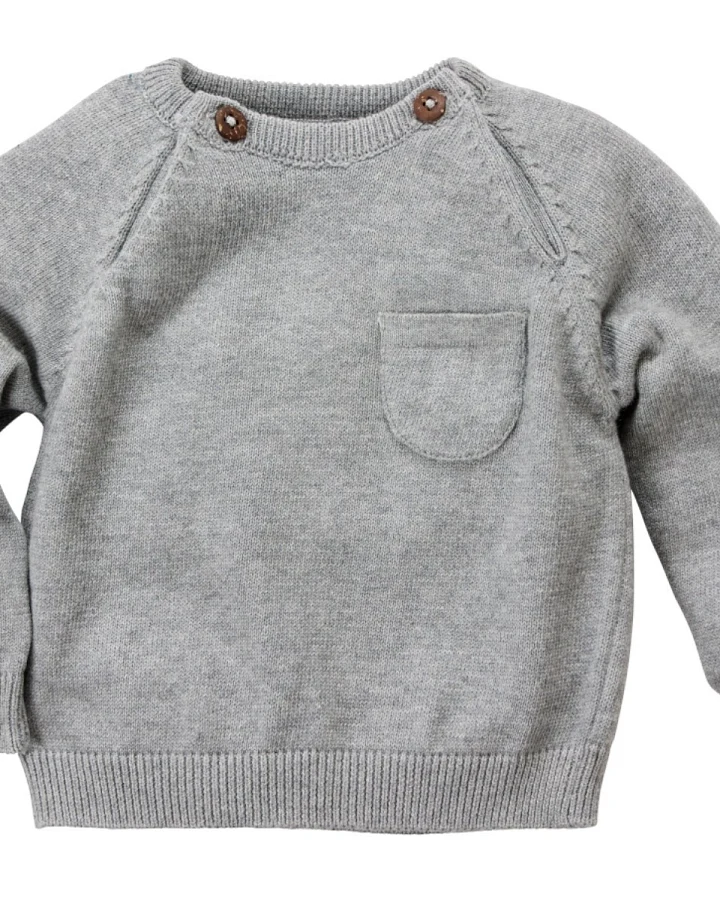 Baby und Kinder Pullover Feinstrick Bio-Baumwolle graphit Gr. 50/56