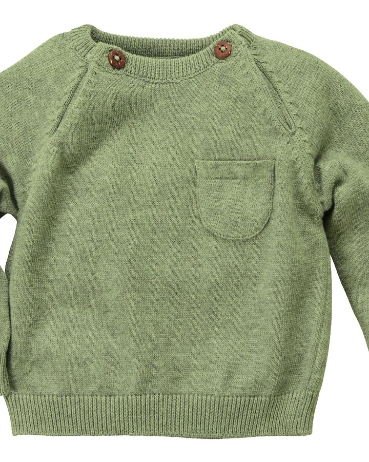 Baby und Kinder Pullover Feinstrick Bio-Baumwolle matcha Gr. 50/56
