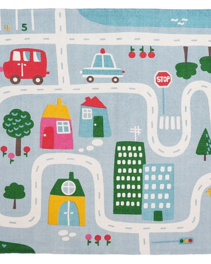 Kinderteppich Bio-Baumwolle in Web-Qualität "Spielstraße" Maße 114 x 160 cm