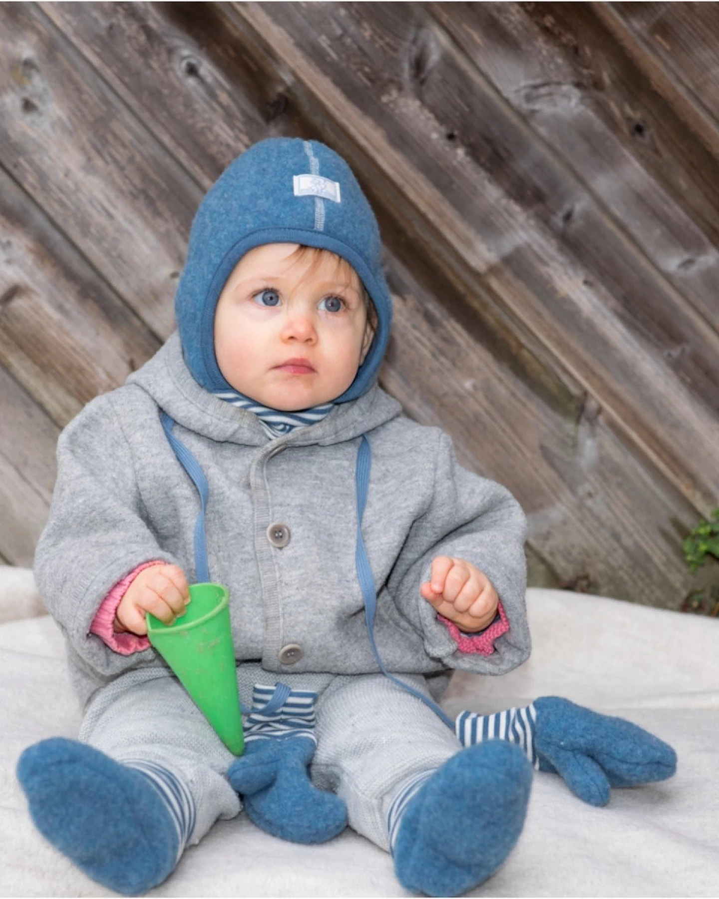 Pickapooh Baby und Kinder Schlupfmütze Schlüpfli Wolle Seide Fleece jeans Gr. 48 – Ansicht 2
