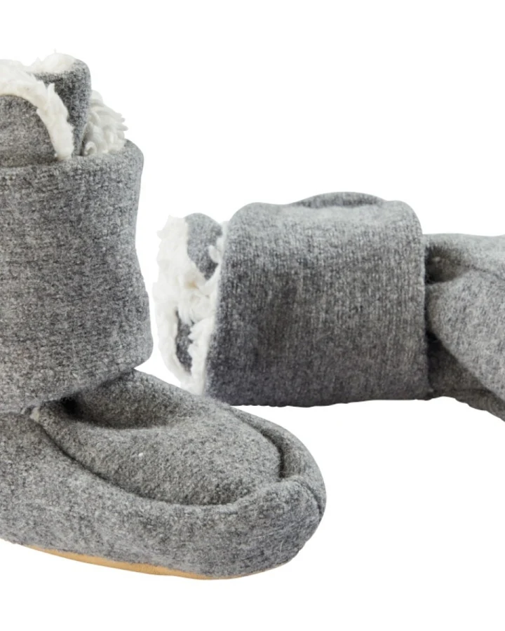 Pickapooh Baby Hausschuhe Babyschuhe Walk-Boots mit Klettverschluss melange-grau Gr. 2 (3-6 Monate)