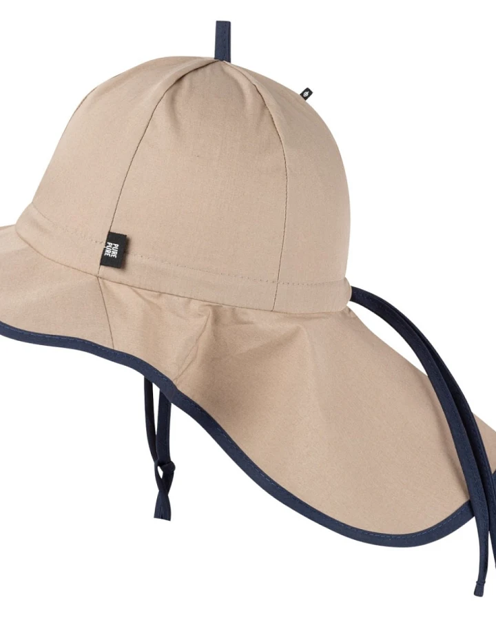 PURE PURE by Bauer Baby und Kinder Sonnenschutz Mütze mit Bindebändern UV 40 dune Gr. 47