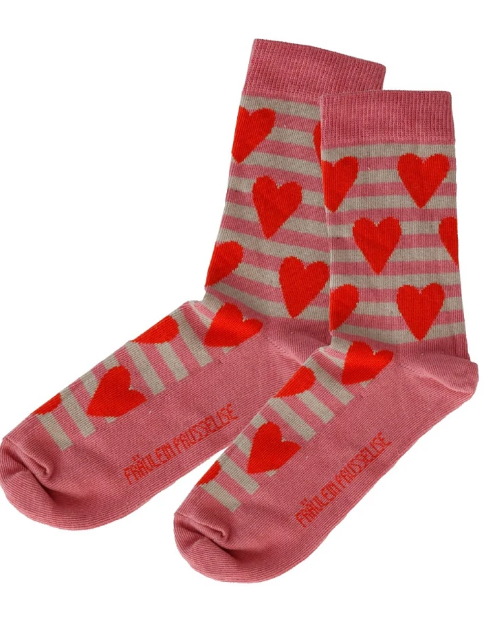 Kinder Socken Herzchen rot Gr.23-26