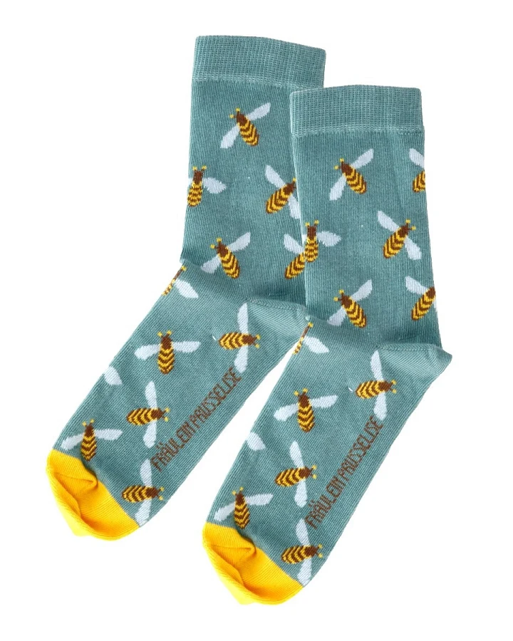 Kinder Socken Bienen blaugrün Gr.23-26