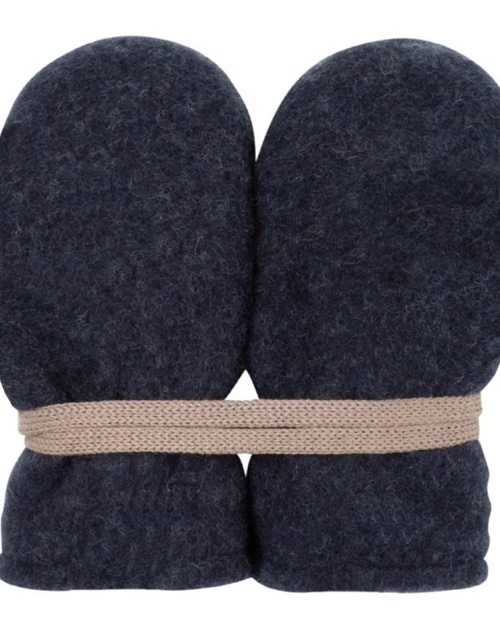 PURE PURE by Bauer Baby Handschuhe Fäustlinge Bio-Merinowolle Fleece marine Gr. 0 (0-6 Monate)