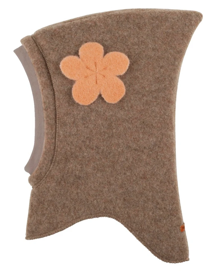 PURE PURE by Bauer Baby und Kinder Schlupfmütze Bio-Merinowolle Fleece walnuss Blume Gr. 45/47
