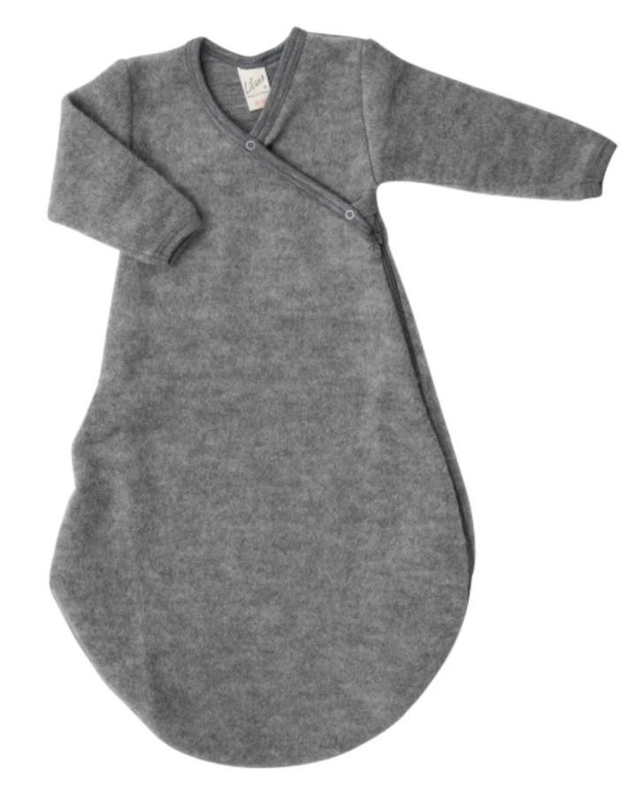 Lilano Schlafsack Baby Bio-Merinwolle Frottee-Plüsch grau Gr.50/56