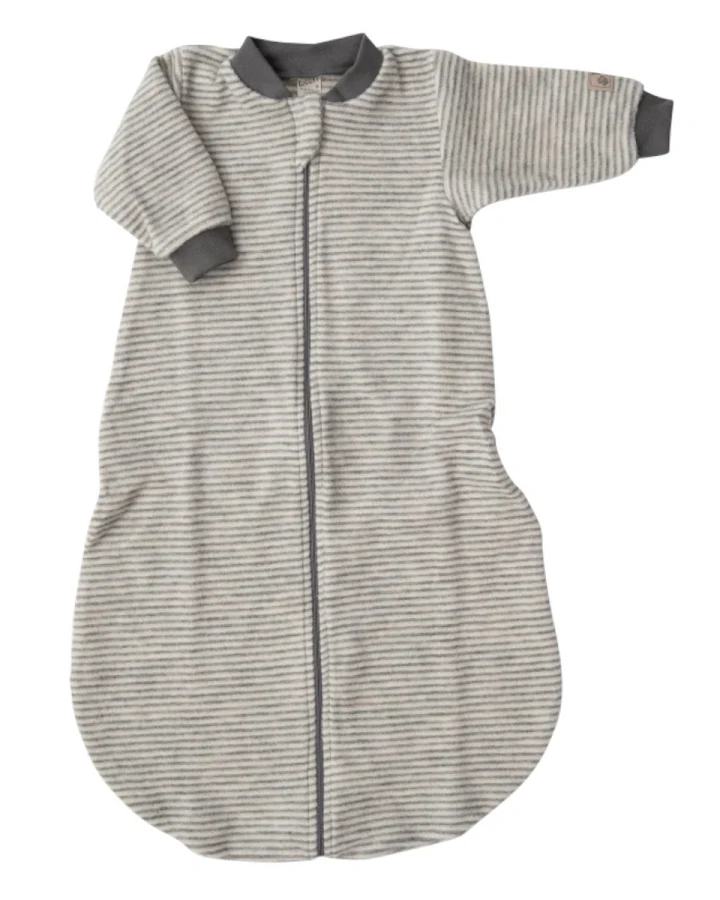 Lilano Schlafsack Baby langer Arm Bio-Merinowolle grau-natur Gr.50/56