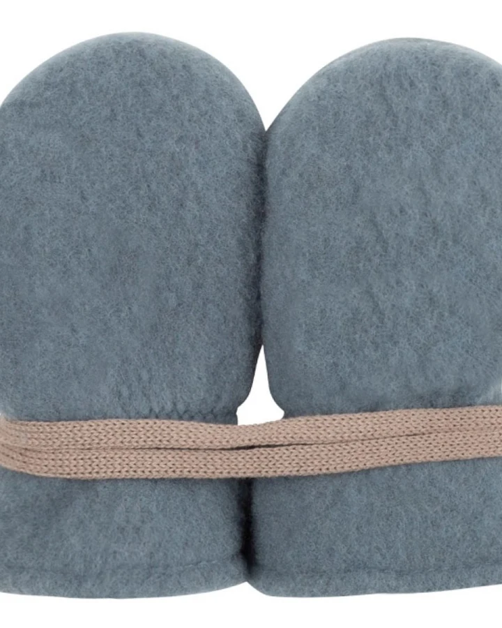 PURE PURE by Bauer Baby Handschuhe Fäustlinge Bio-Merinowolle Fleece storm blue Gr. 0 (0-6 Monate)