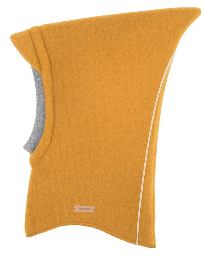 PURE PURE by Bauer Baby und Kinder Fleece Schlupfmütze, Reflektor, Bio-Merinowolle honig Gr. 45/47