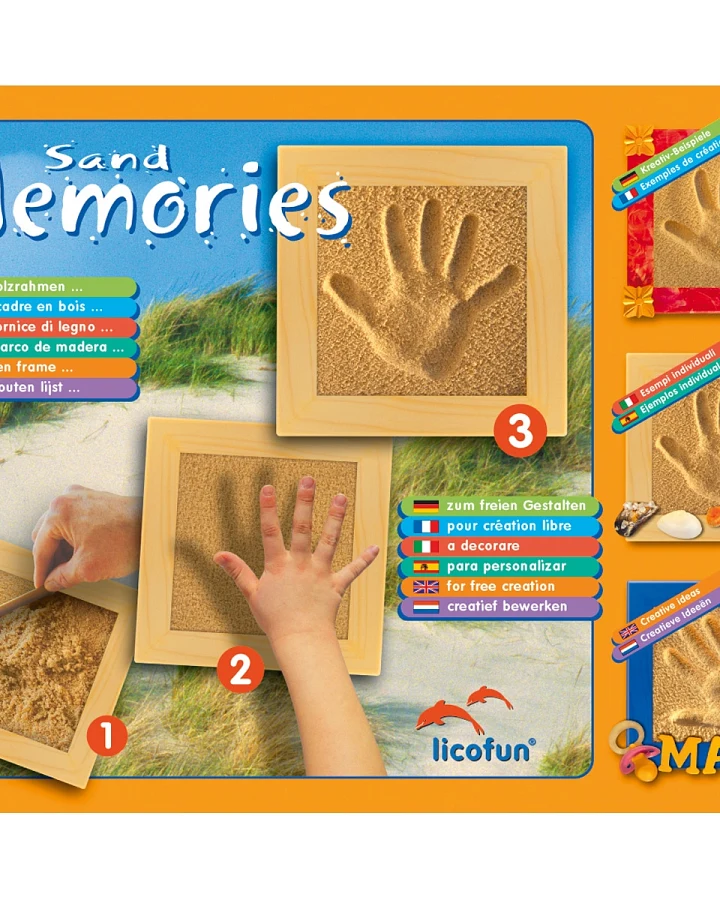 Sand Memories Hand- oder Fußabdruck mit Holzrahmen außen 21 x 21 cm, innen 15 x 15 cm