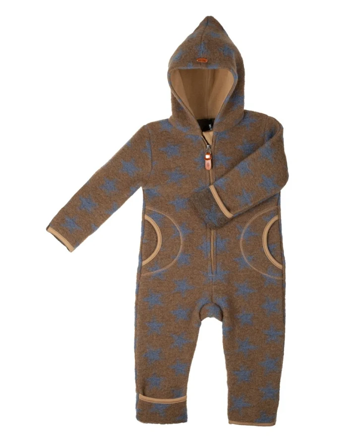 PURE PURE by Bauer Baby und Kinder Overall mit Kapuze Bio-Schurwolle Walk ermine Gr.86