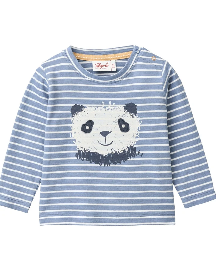 People Wear Organic Langarm-Shirt blaugrau geringelt Gr. 62/68