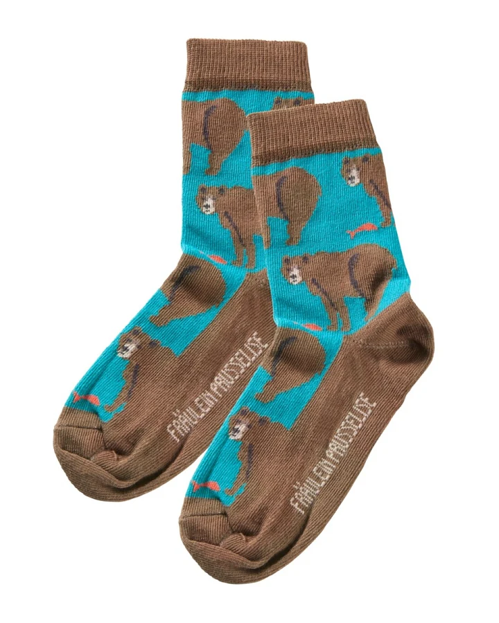 Kinder Socken Bär petrol Gr.23-26