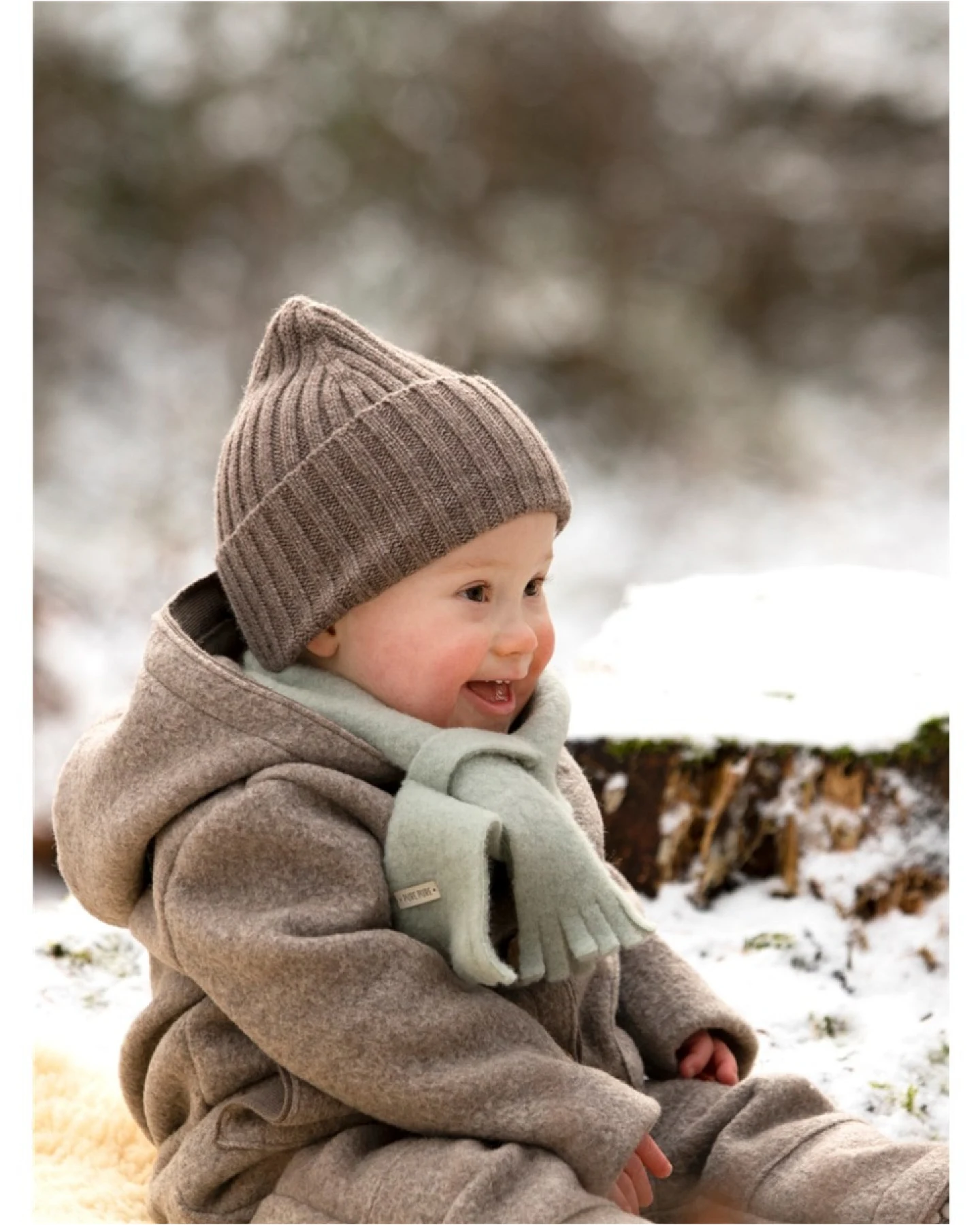 PURE PURE by Bauer Baby und Kinder Overall mit Kapuze Wollwalk kaschmir Gr.74/80 – Ansicht 2