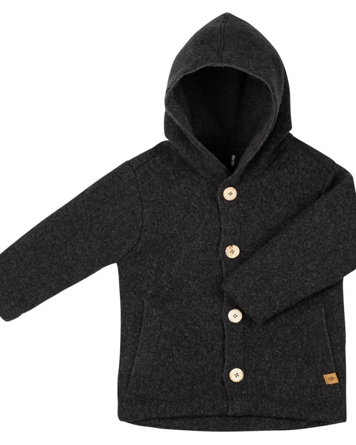 PURE PURE by Bauer Baby und Kinder Jacke mit Kapuze Wollwalk anthrazit Gr.86/92