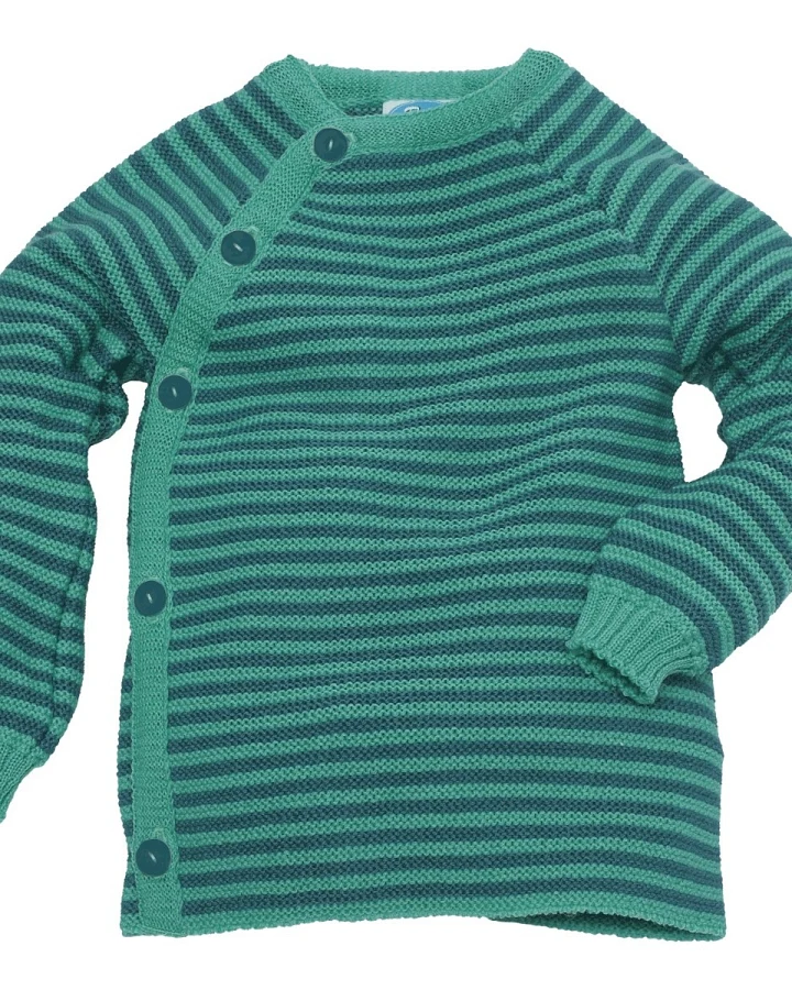 Baby Jacke Schlüttli Bio-Merinowolle karibik-geringelt Gr.62-68