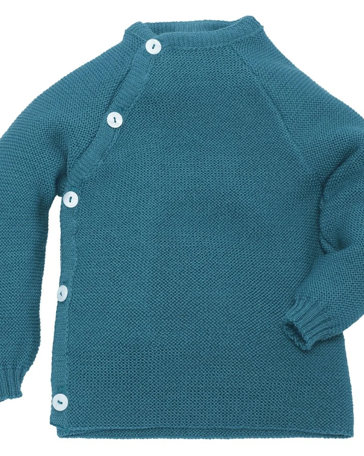 Baby Jacke Schlüttli Bio-Merinowolle karibik Gr.50-56