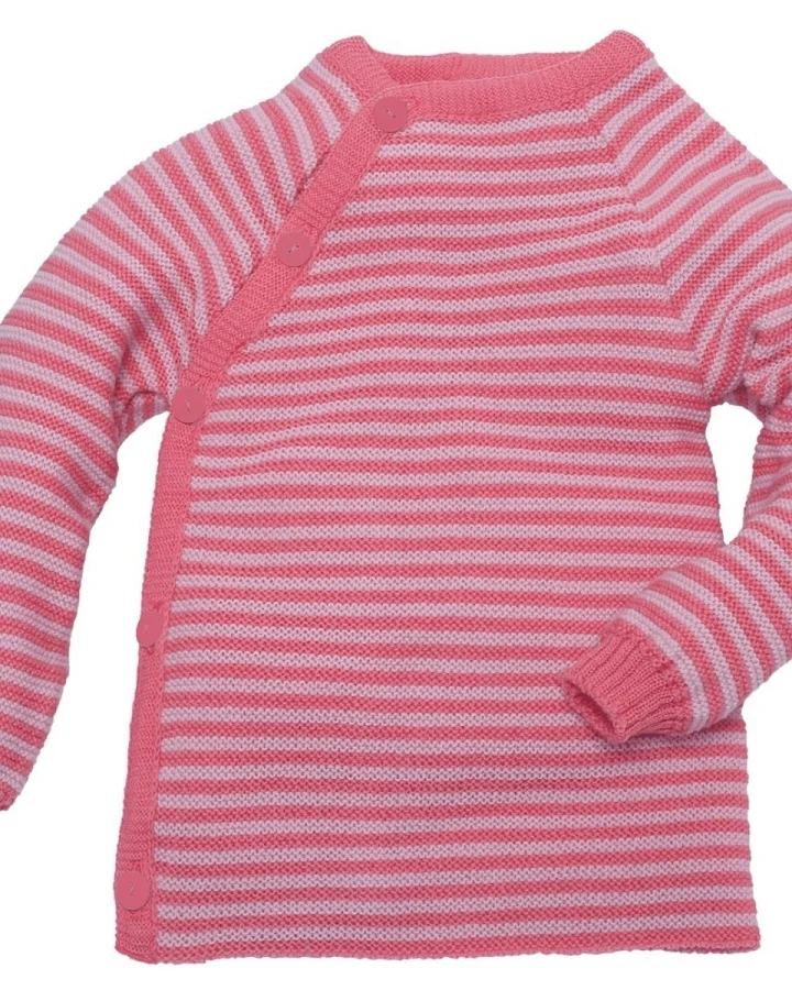 Baby Jacke Schlüttli Bio-Merinowolle candy-geringelt Gr.50-56