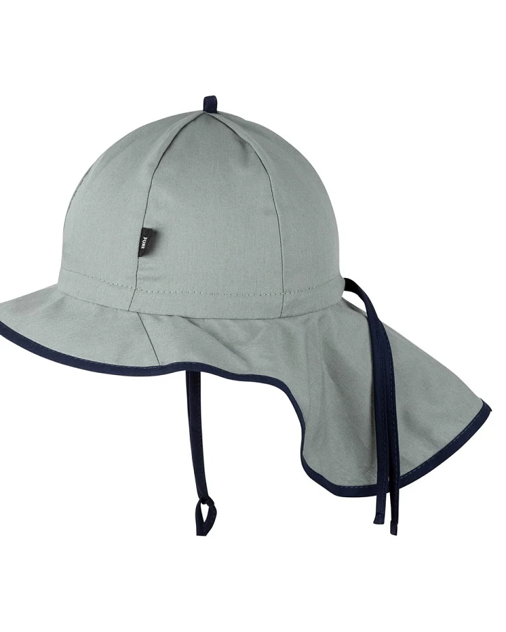PURE PURE by Bauer Baby und Kinder Sonnenschutz Mütze mit Bindebändern UV 50 old green Gr. 47