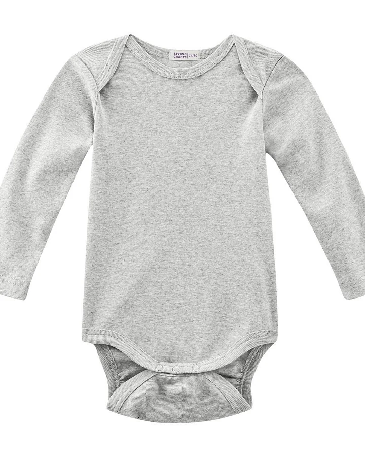 Living Crafts Baby Body Langarm Bio-Baumwolle grau-melange Gr. 50/56