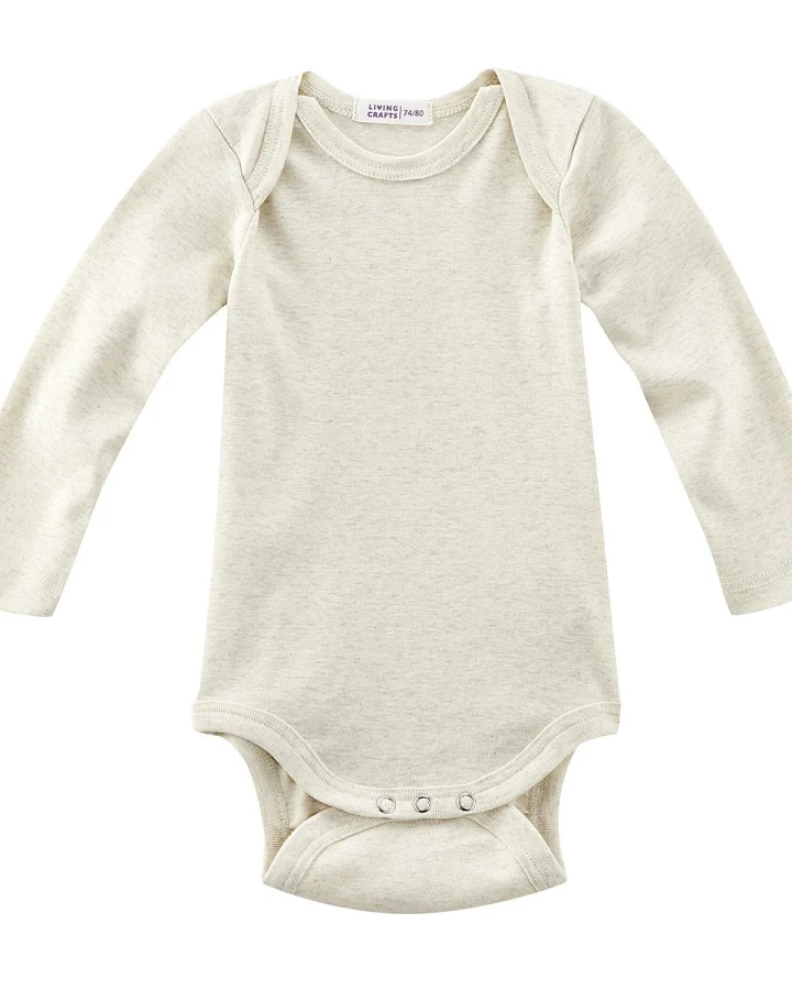 Living Crafts Baby Body Langarm Bio-Baumwolle beige-melange Gr. 50/56
