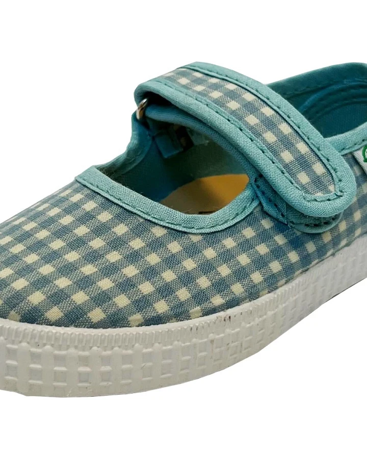 Natural World Kinder Schuhe Ballerinas mit Klettverschluss opalo-karo Gr.25