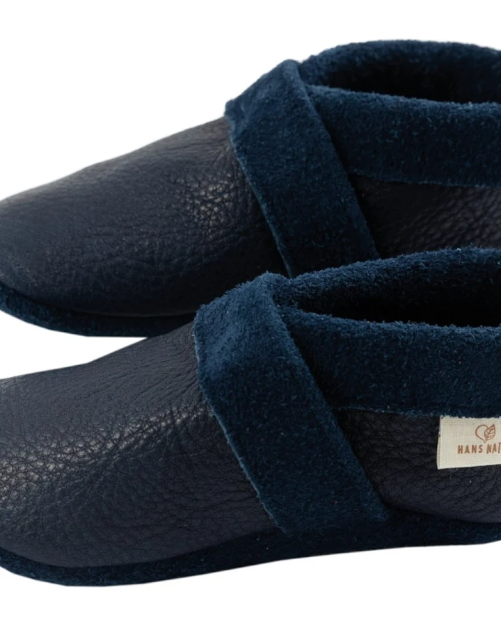 Baby und Kinder Hausschuhe Krabbelschuhe Ecopell Leder blau Gr. 20