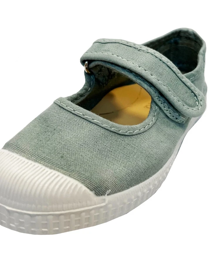 Natural World Kinder Schuhe Ballerinas mit Kappe und Klettverschluss aqua Gr.25