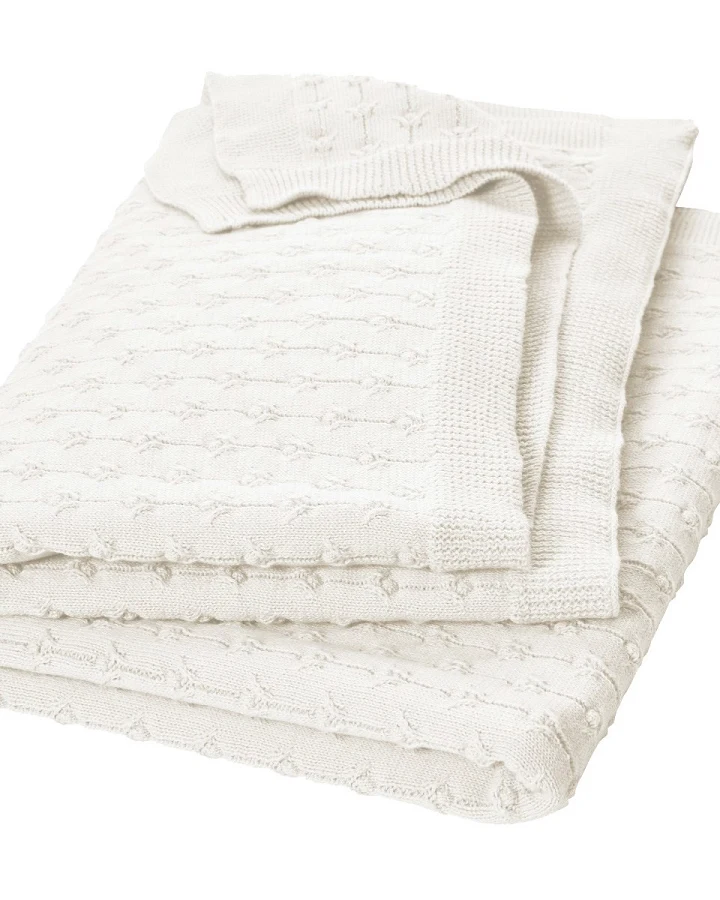Babydecke Bio-Baumwolle Strick Pointelle ivory Maße 80 x 100 cm