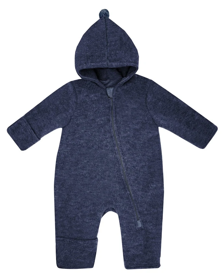 Baby Overall, Wollfleece navymeliert Gr. 50/56
