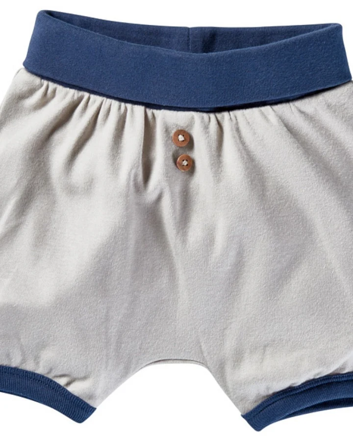 Pumphose Baby kurz Bio-Baumwolle beige-blau Gr.50/56