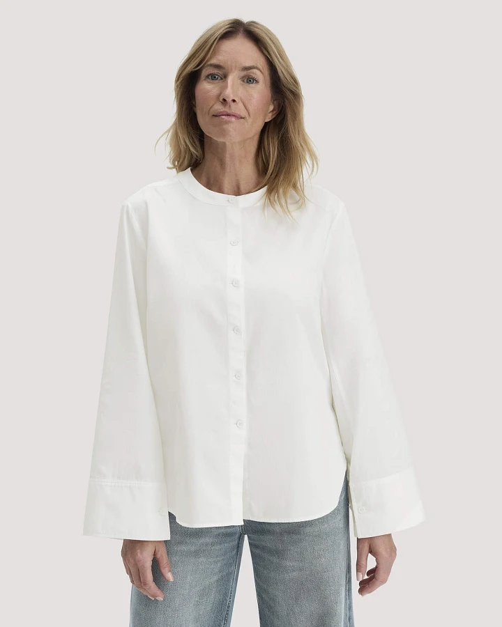 hessnatur Damen Bluse Relaxed aus Bio-Baumwolle - weiß - Größe 34