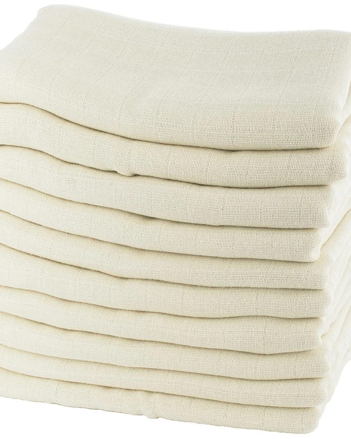 Mullwindeln Bio-Baumwolle 10er-Set, 80 x 80 cm natur