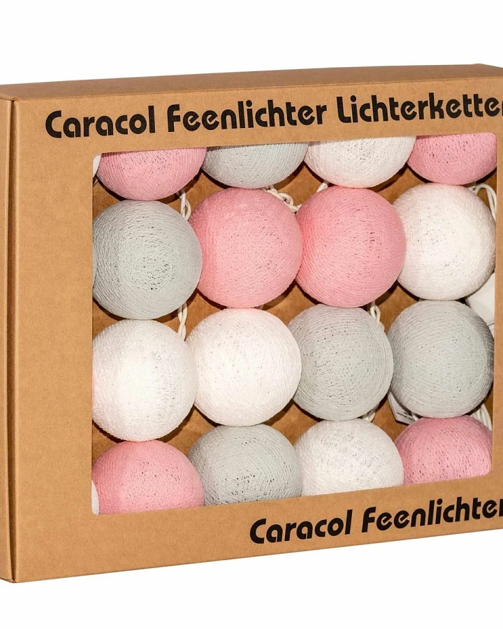 Kugel-Lichterkette 20 handgefertigte Kugeln, marshmallow