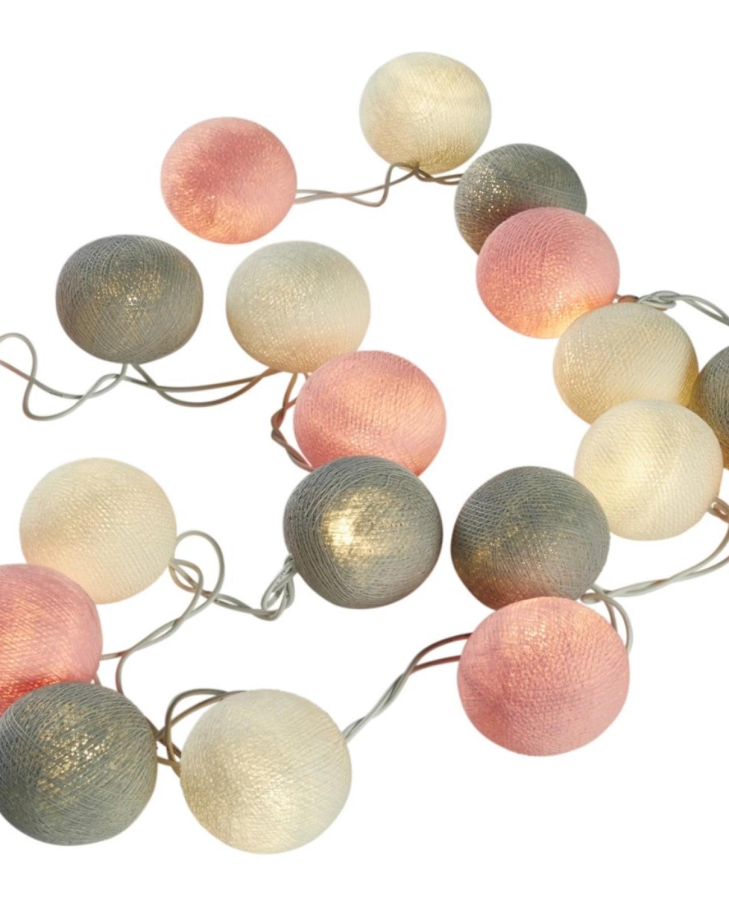 Kugel-Lichterkette 20 handgefertigte Kugeln, marshmallow – Ansicht 2