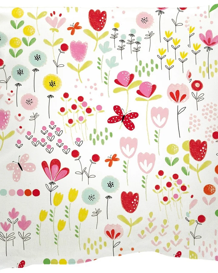 Kissenbezug 40x40 cm Bio-Baumwolle "Blumenwiese" Mit Reißverschluss