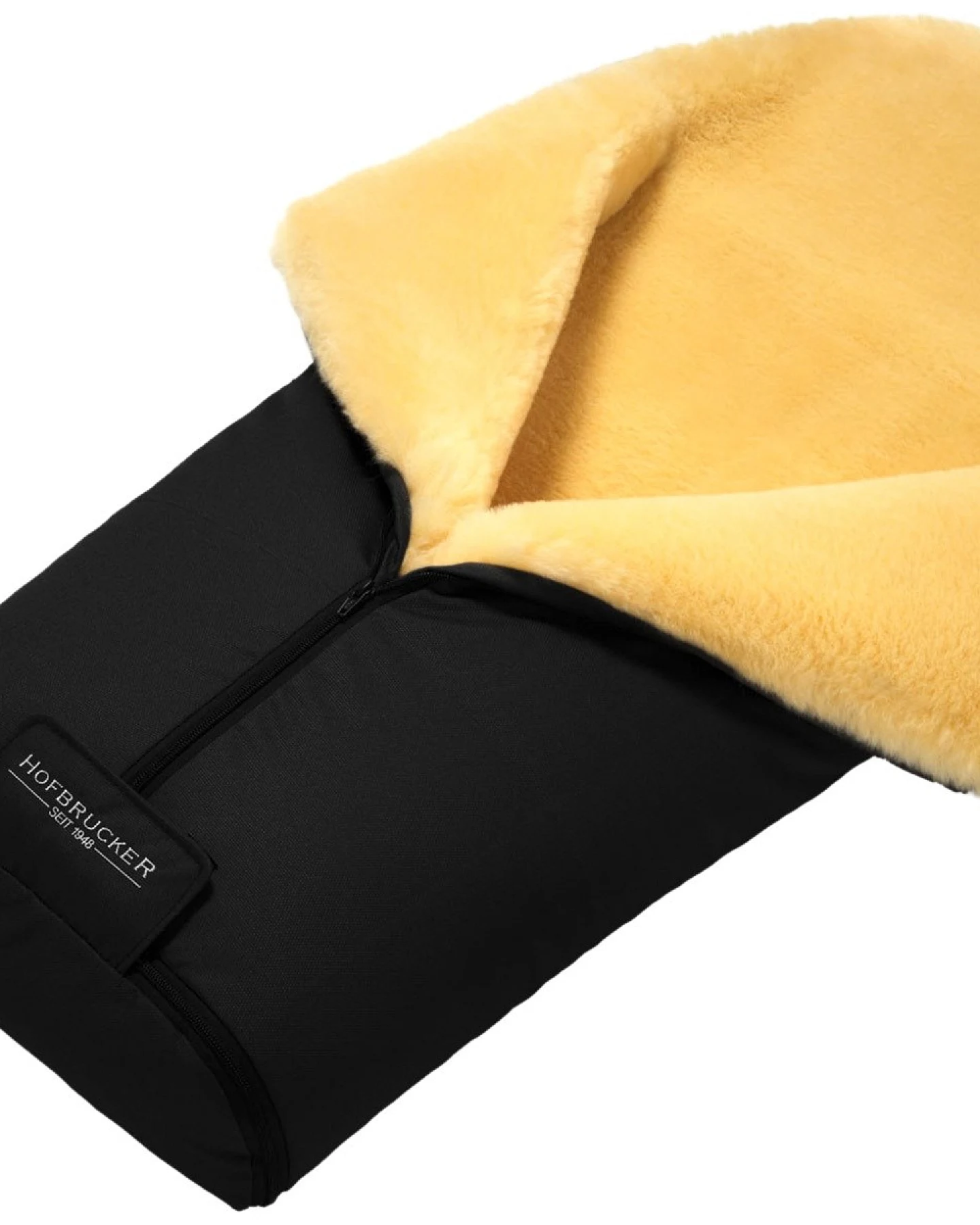 Hofbrucker Fußsack Kinderwagen Merino Lammfell "Iglu" schwarz Maße 95 x 34 x 15 cm – Ansicht 2