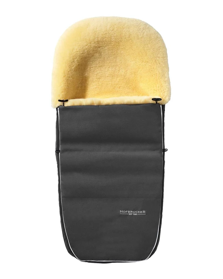 Hofbrucker Fußsack Kinderwagen Lammfell "Polaris" grau Maße: 105 x 40 x 10 cm
