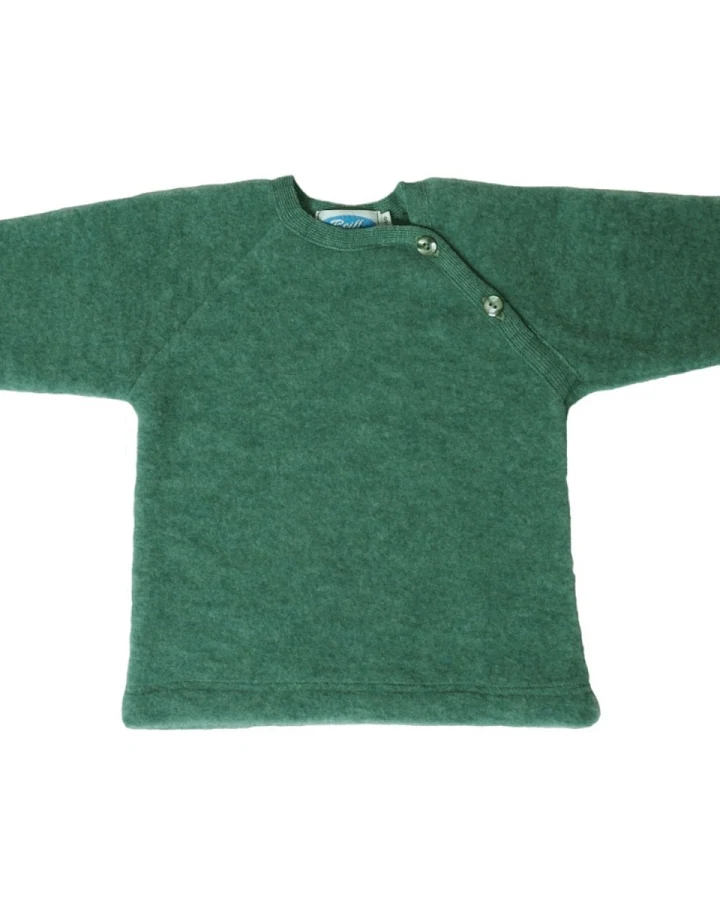 Baby und Kinder Pullover Bio-Merinowolle Fleece salbei Gr.74/80