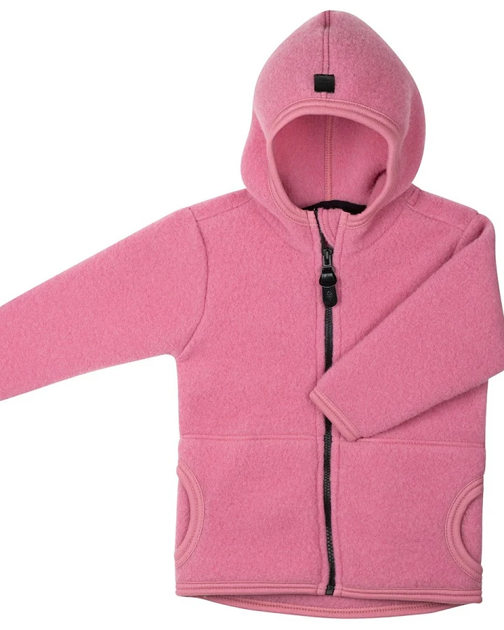 PURE PURE by Bauer Baby und Kinder Jacke mit Kapuze Bio-Merinowolle Fleece dusty pink Gr.86/92