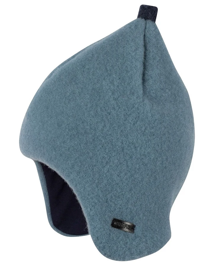 PURE PURE by Bauer Baby und Kindermütze mit Zipfel Bio-Merinowolle Fleece storm-blue Gr.49