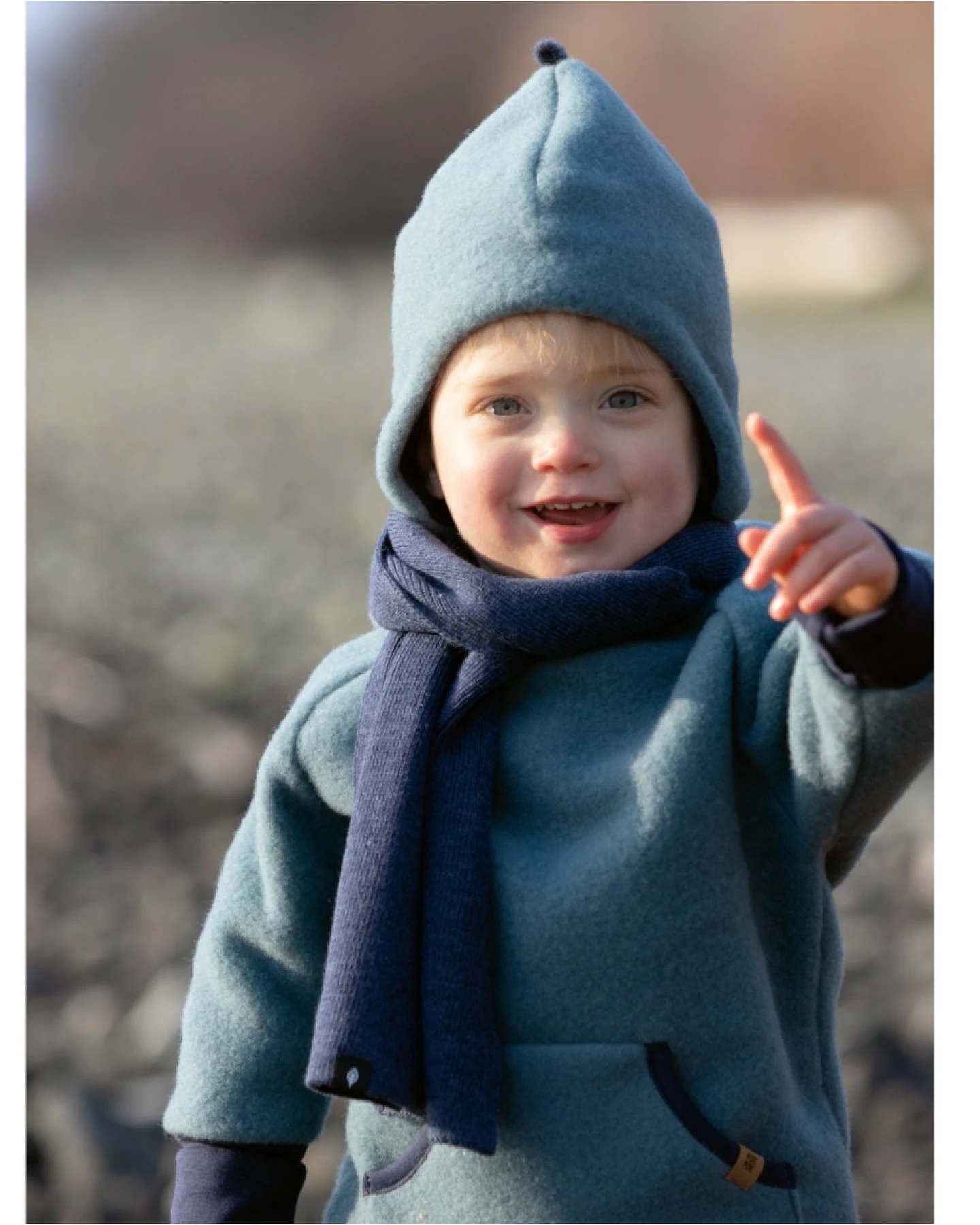PURE PURE by Bauer Baby und Kindermütze mit Zipfel Bio-Merinowolle Fleece storm-blue Gr.49 – Ansicht 2