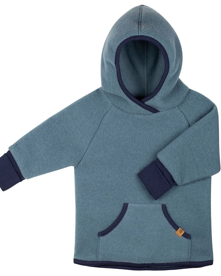 PURE PURE by Bauer Kinder Pullover mit Kapuze Hoodie Bio-Merinowolle Fleece storm blue Gr. 086/92