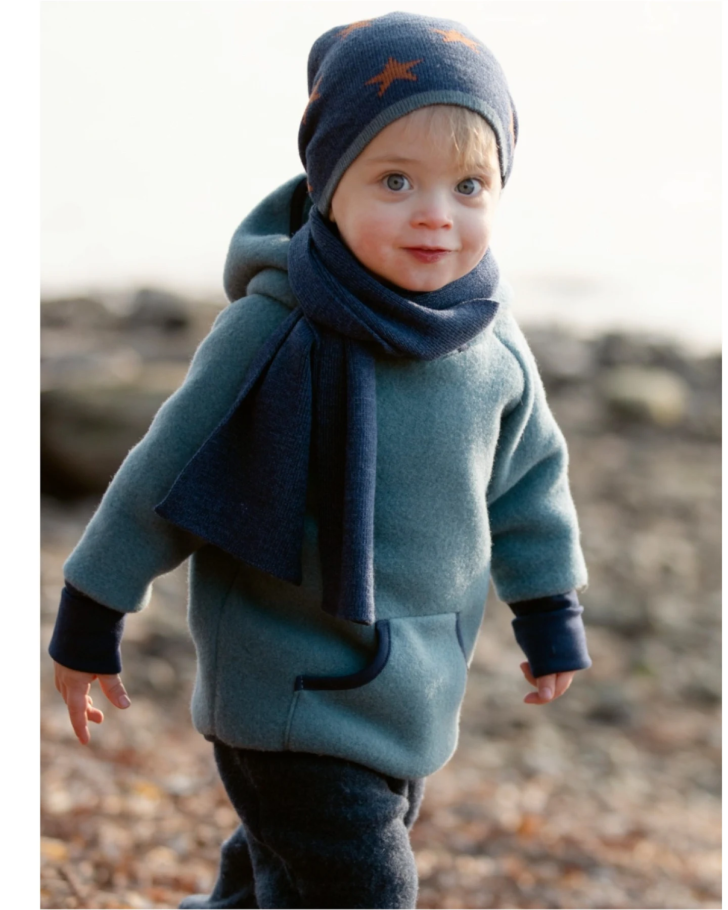 PURE PURE by Bauer Kinder Pullover mit Kapuze Hoodie Bio-Merinowolle Fleece storm blue Gr. 086/92 – Ansicht 2