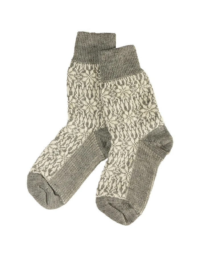 Damen und Herren Socken Norweger Bio-Schurwolle Stern grau-natur Gr. 38-39