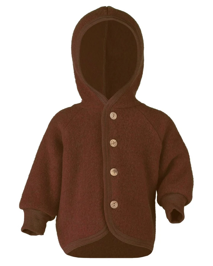 Engel Natur Baby Jacke mit Kapuze Bio-Merinowolle Fleece melange-zimt Gr. 62/68
