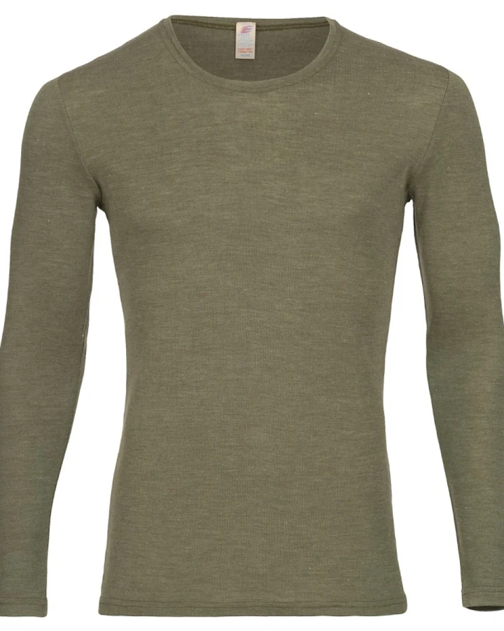 Engel Natur Herren Unterhemd Langarm Wolle Seide olive Gr. 46/48