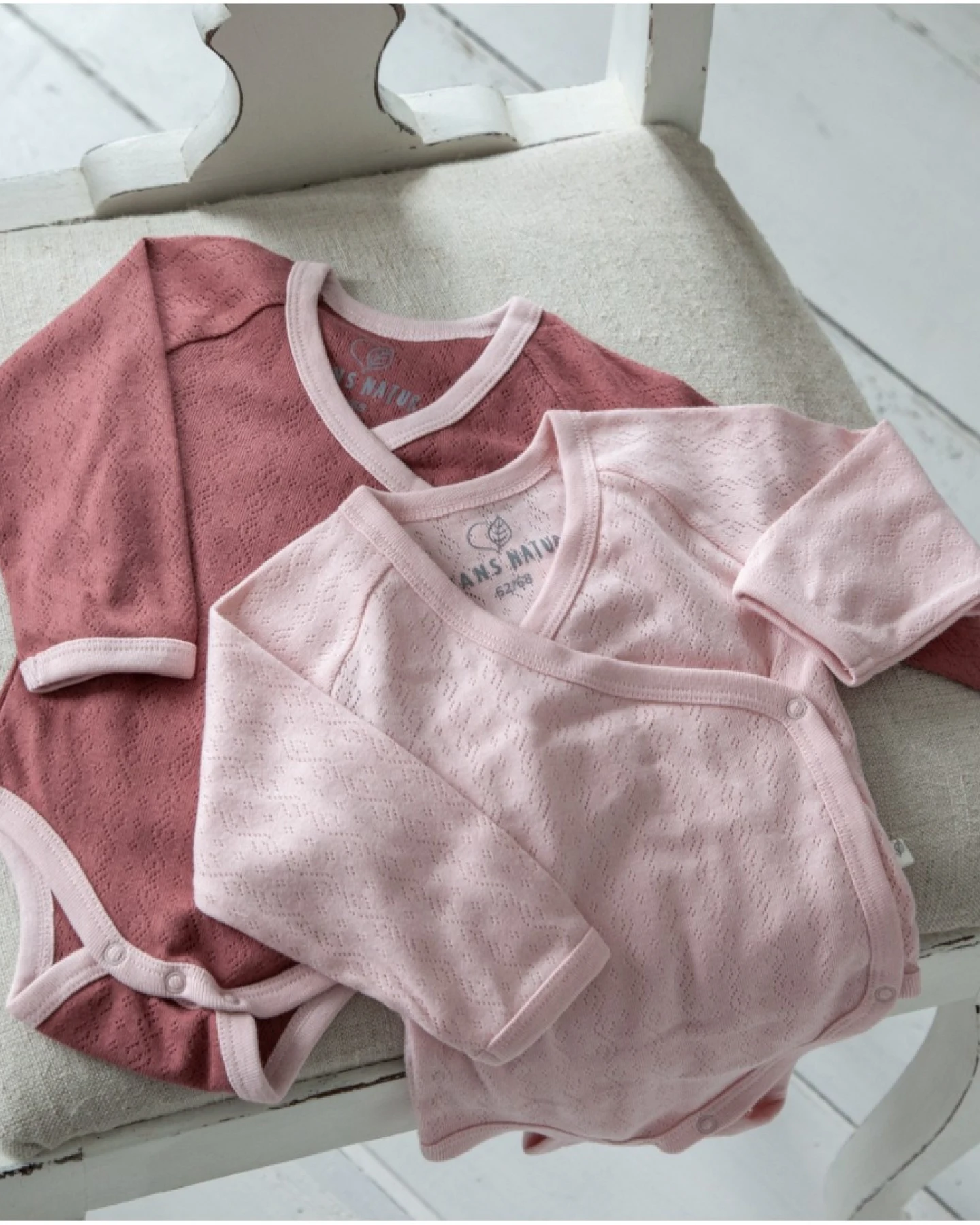 Baby Wickelbody Langarm Bio-Baumwolle 2er Set rosa-beere Gr. 50/56 – Ansicht 2