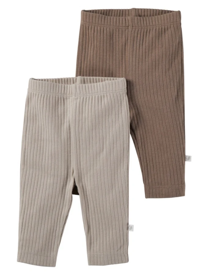 Baby und Kinder Leggings Bio-Baumwolle 2er Set beige-braun Gr. 50/56